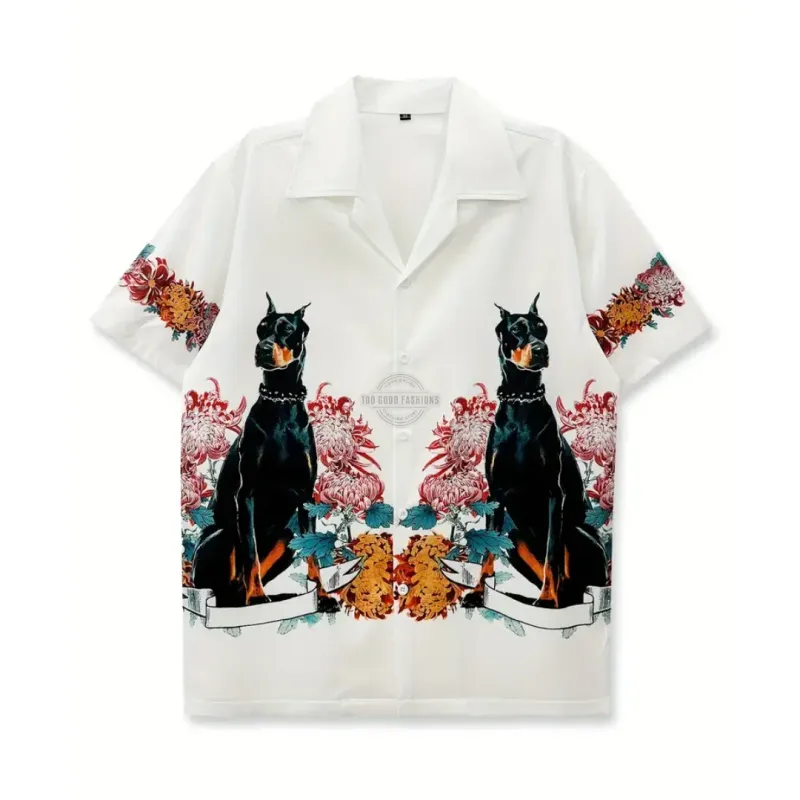 White Double Doberman Short-Sleeve Shirt