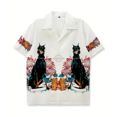 White Double Doberman Short-Sleeve Shirt