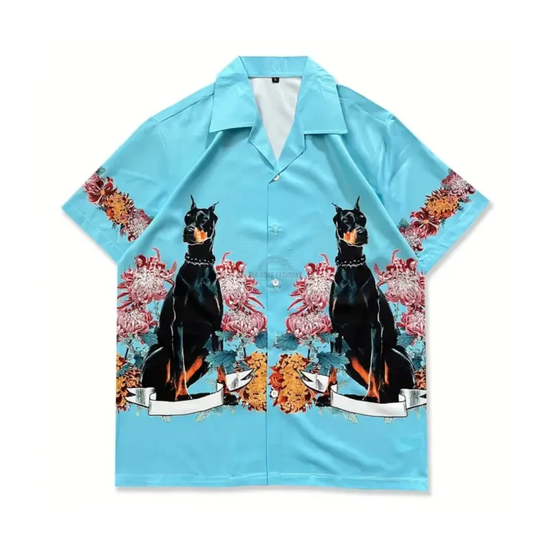 Blue Double Doberman Short-Sleeve Shirt