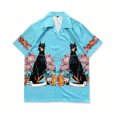 Blue Double Doberman Short-Sleeve Shirt