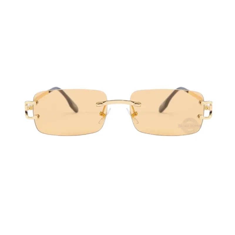 Gold Light Orange Unisex Rimless Shades