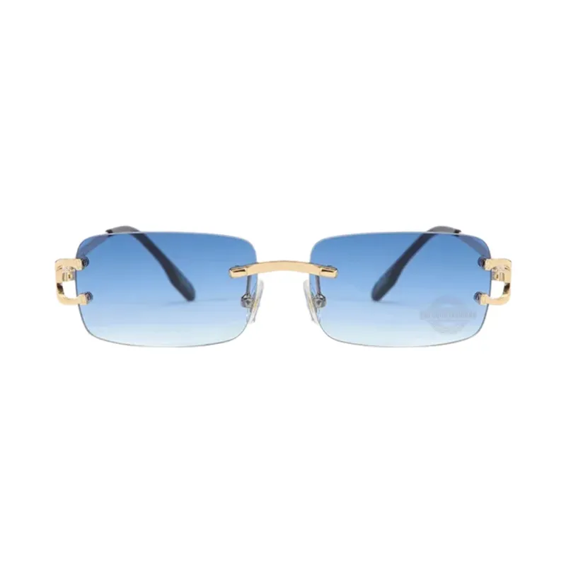 Gold Blue Unisex Rimless Shades