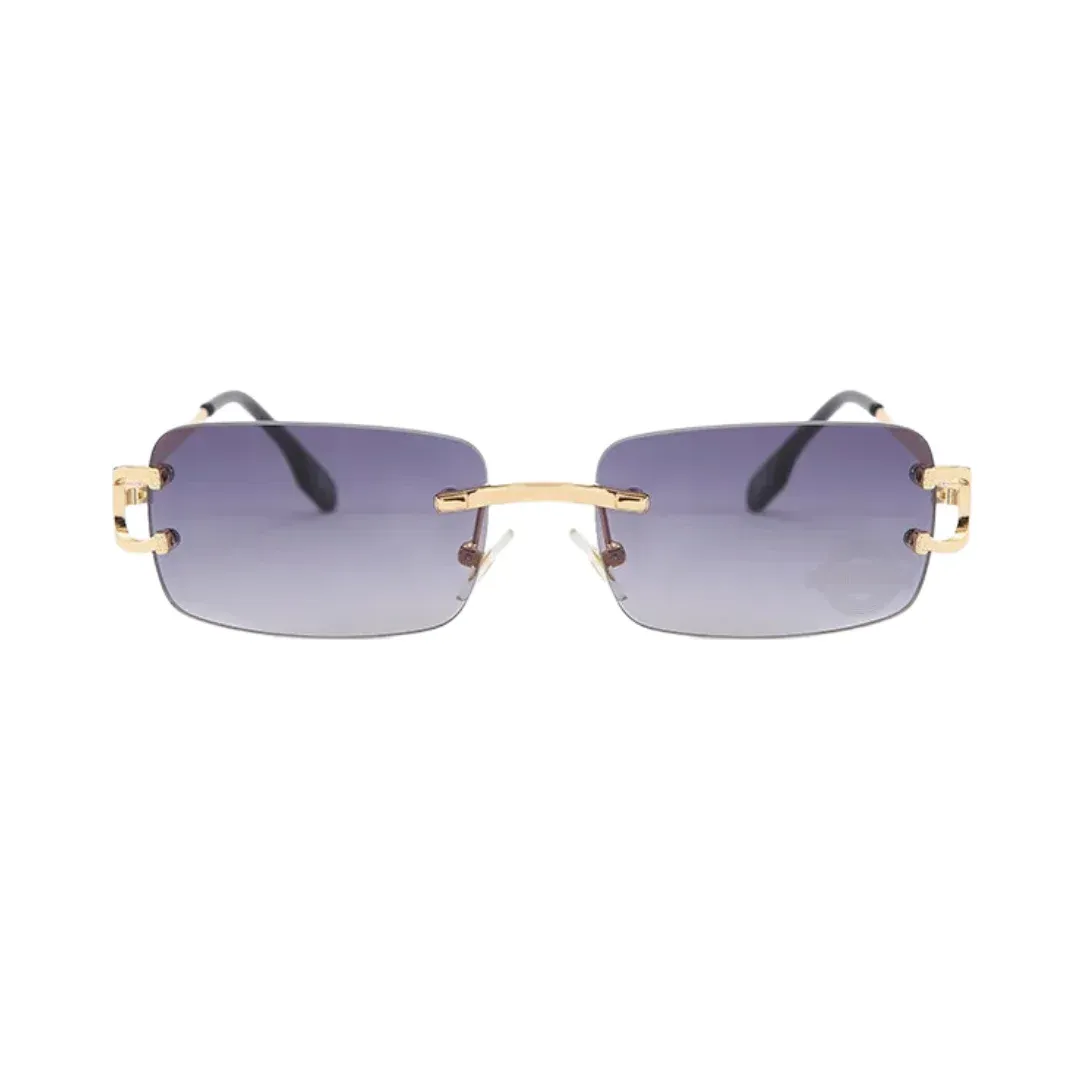 Gold Gray Unisex Rimless Shades