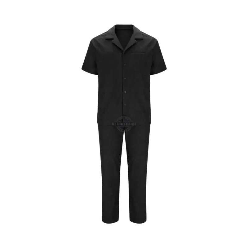 Black Lounge Shirt &amp; Pants Two Piece Set
