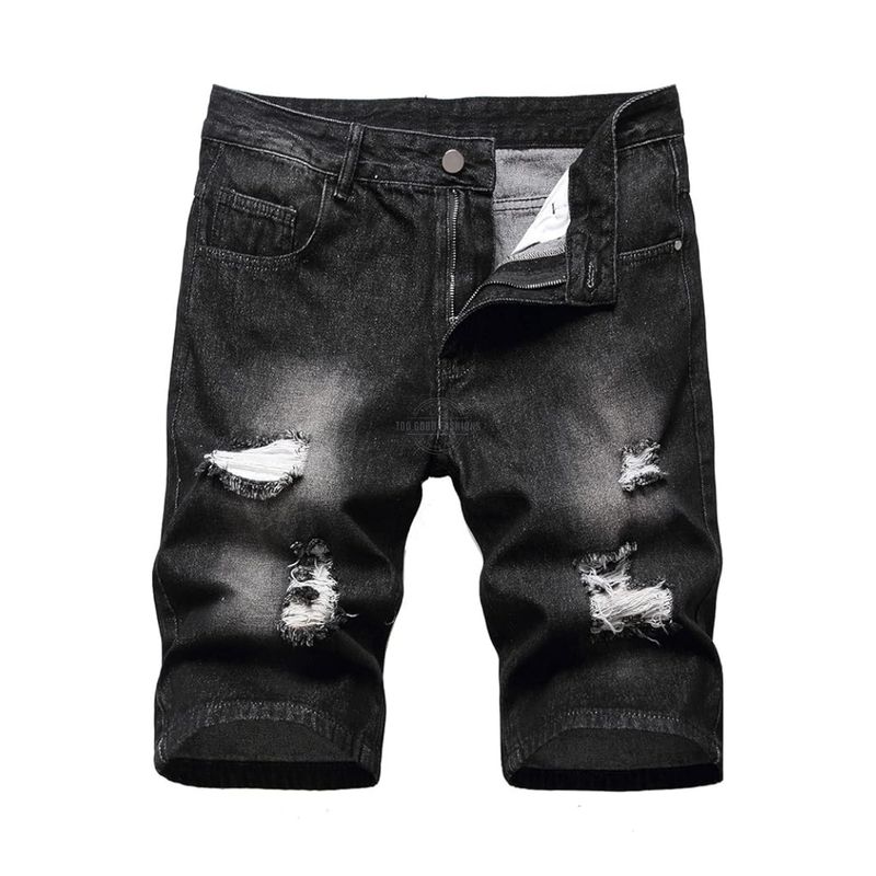Dark Gray Wash Distressed Jeans Shorts