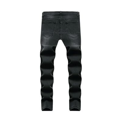 Dark Grey Wash Distressed Slim-Fit Jeans