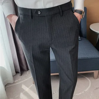 Charcoal Pinstripe Slim-Fit Trouser Pants