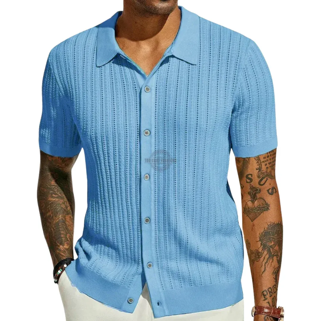 Baby Blue Knit Short-Sleeve Shirt