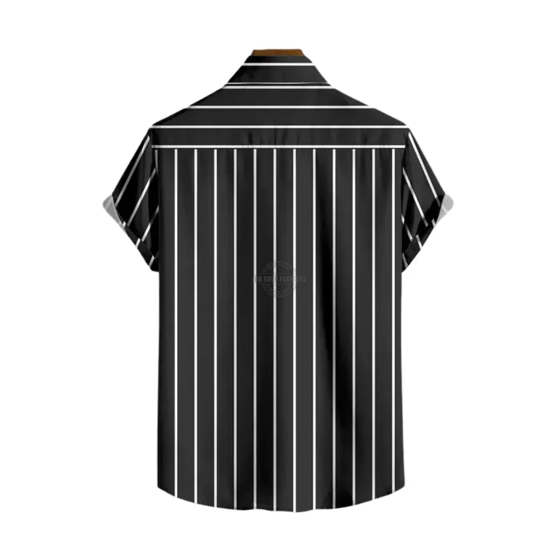 Black Simple Stripe Short-Sleeve Shirt
