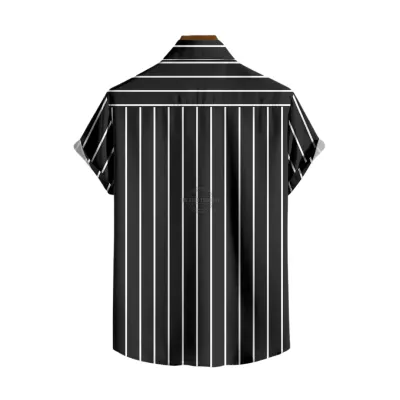 Black Simple Stripe Short-Sleeve Shirt