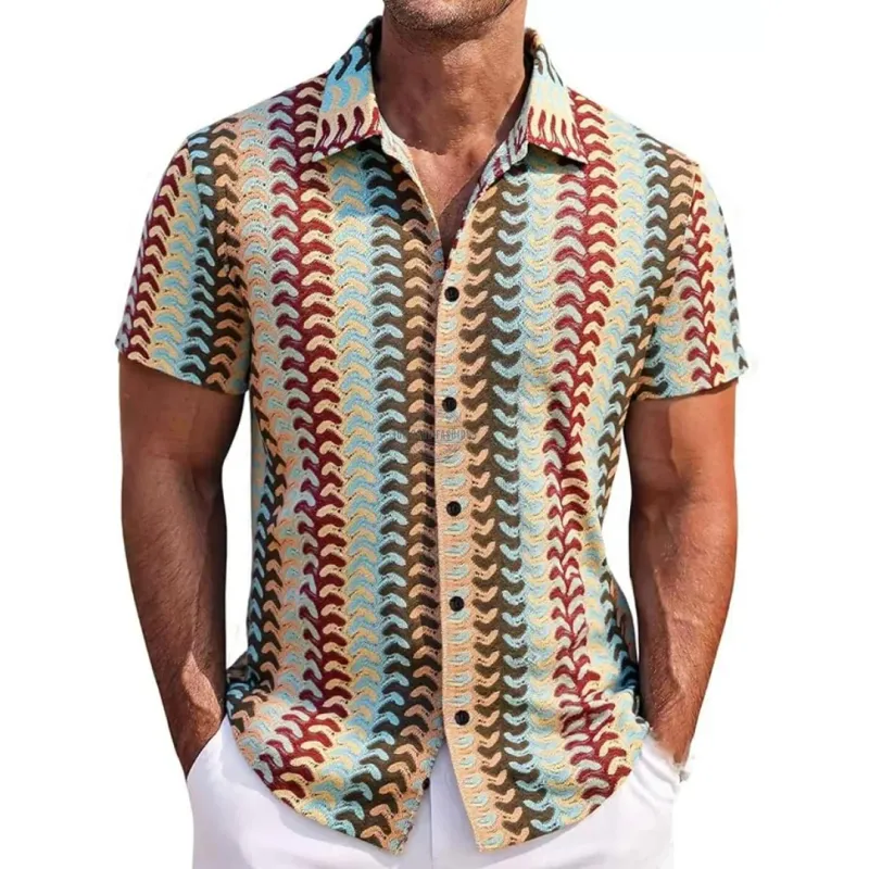 Cubano Crochet Knit Short-Sleeve Shirt
