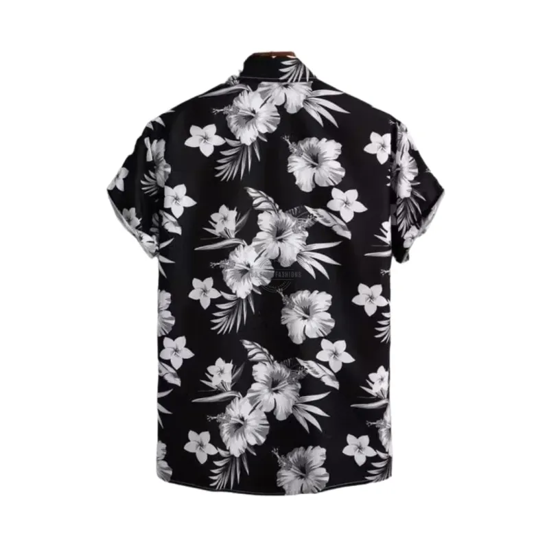 Black Tropical Short-Sleeve Shirt