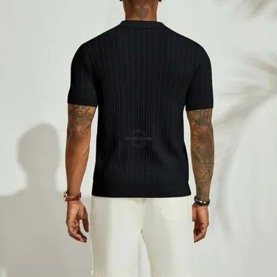 Black Knit Short-Sleeve Shirt