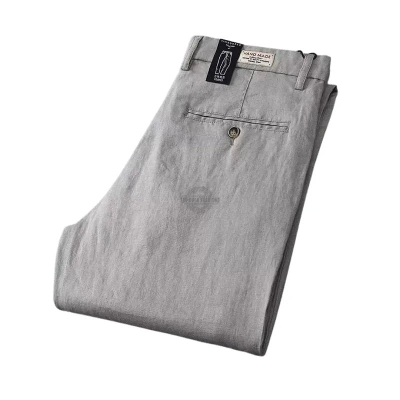 Gray Cotton Casual Pants
