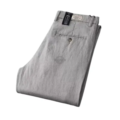Gray Cotton Casual Pants