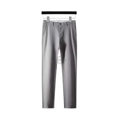 Gray Cotton Casual Pants
