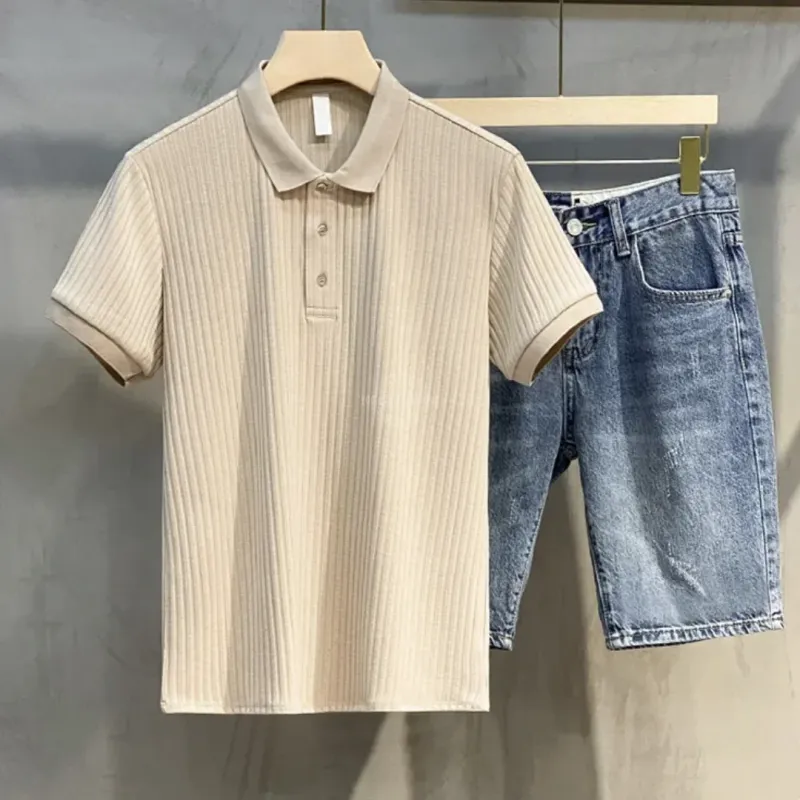 Cream Ribbed Polo