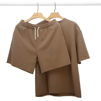 Brown T-Shirt &amp; Pants 2pc Casual Set