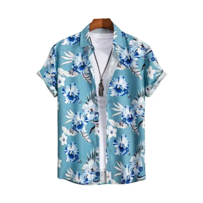 Blue Tropical Short-Sleeve Shirt