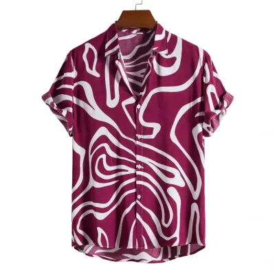 Men's berry abstract swirl short-sleeve shirt