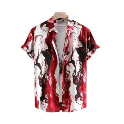 Red Marble Short-Sleeve Shirt