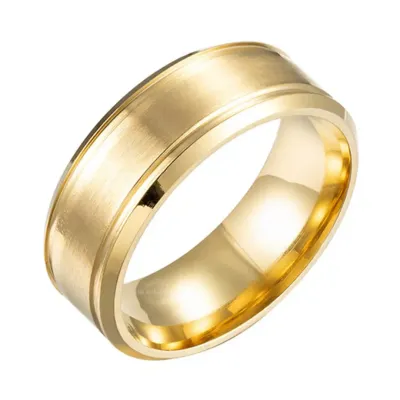 Gold brushed stainless steel ring for men

