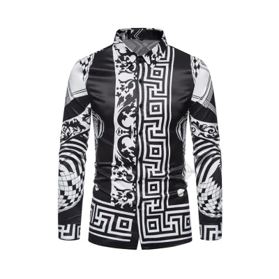 Mixed Pattern Luxury Long-Sleeve Shirt
