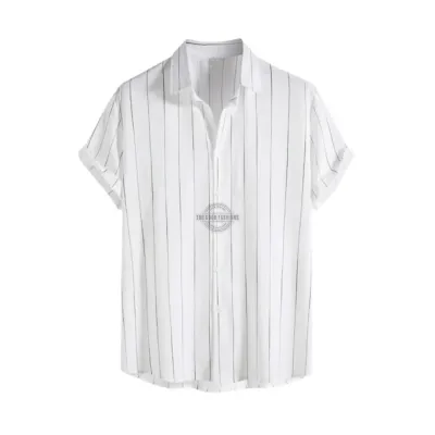 White Simple Stripe Short-Sleeve Shirt
