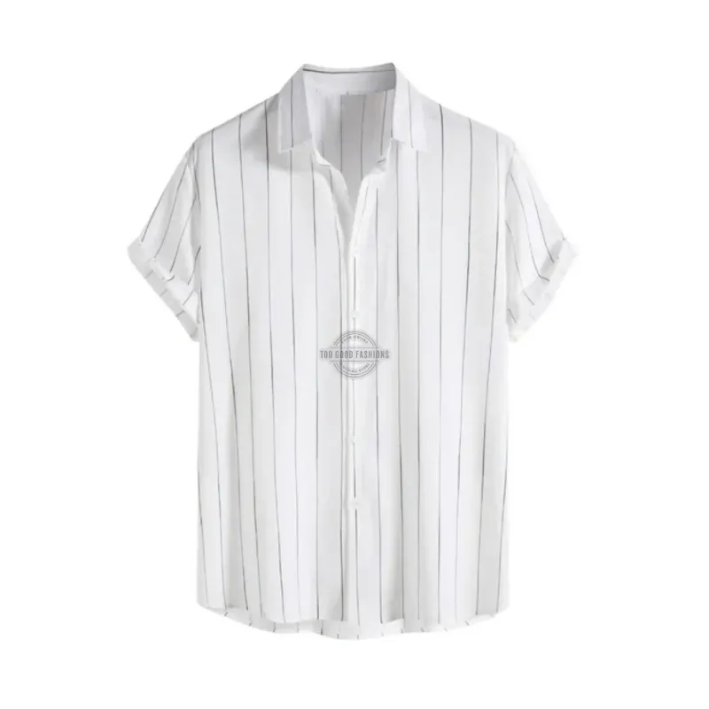 White Simple Stripe Short-Sleeve Shirt