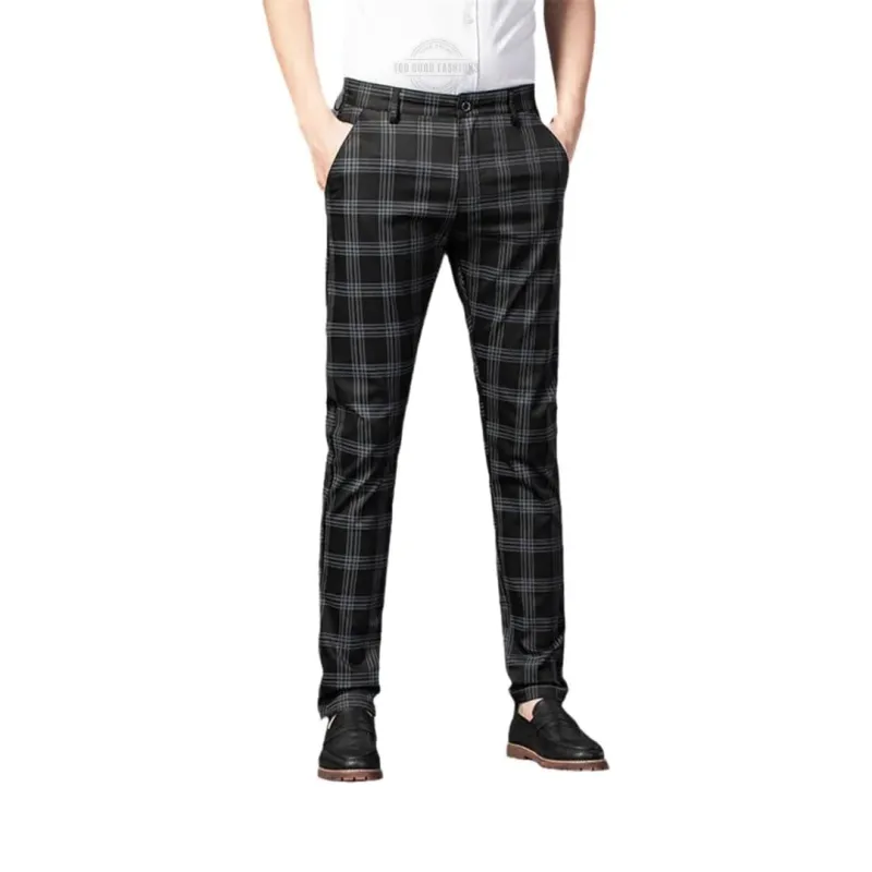 Black Checkered Plaid Chino Pants