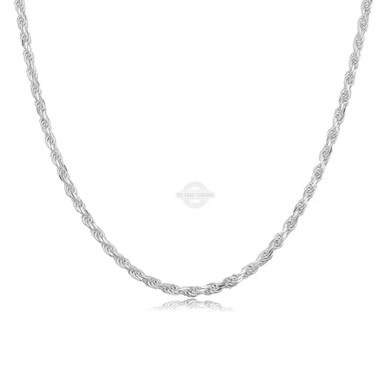 Silver braided rope necklace with classic design