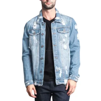 Light Blue Distressed Denim Jacket