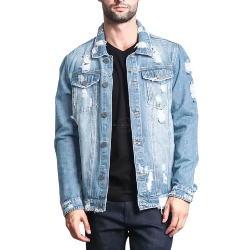 Light Blue Distressed Denim Jacket