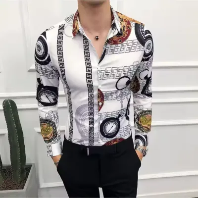 Luxury Red Clock Long-Sleeve Shirt