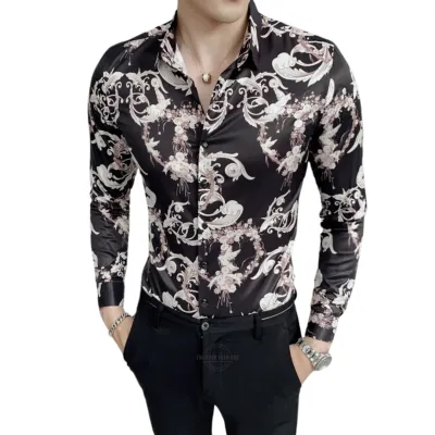 Black Paisley Luxury Long-Sleeve Shirt
