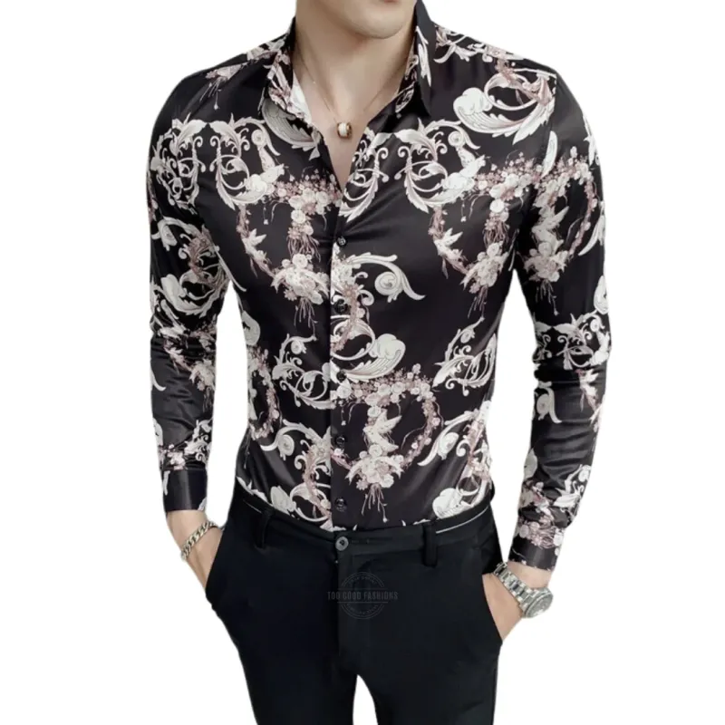 Black Paisley Luxury Long-Sleeve Shirt