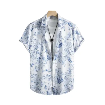 Blue Flower Garden Short-Sleeve Shirt