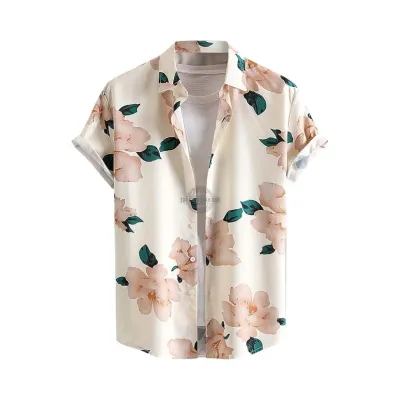 Cream Peony Short-Sleeve Shirt