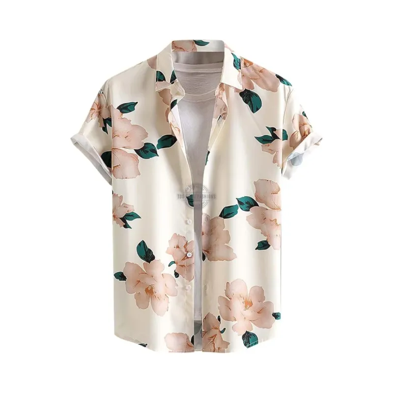 Cream Peony Short-Sleeve Shirt