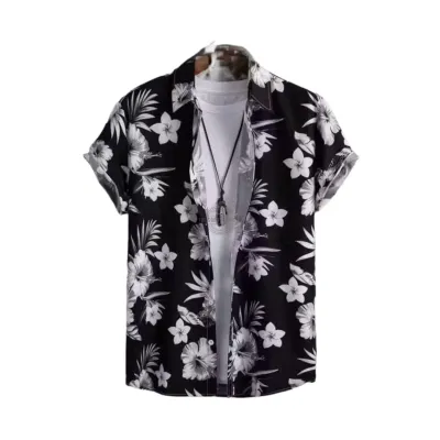 Black Tropical Short-Sleeve Shirt