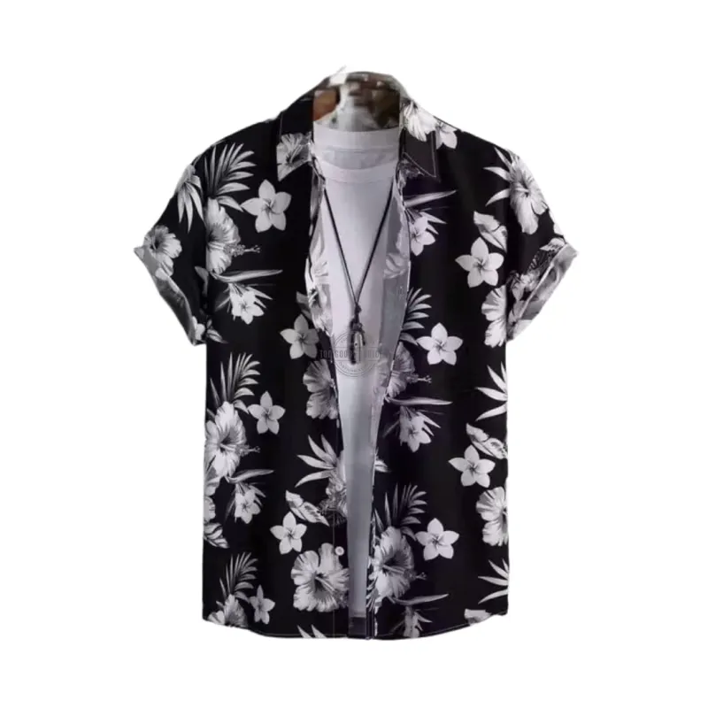 Black Tropical Short-Sleeve Shirt