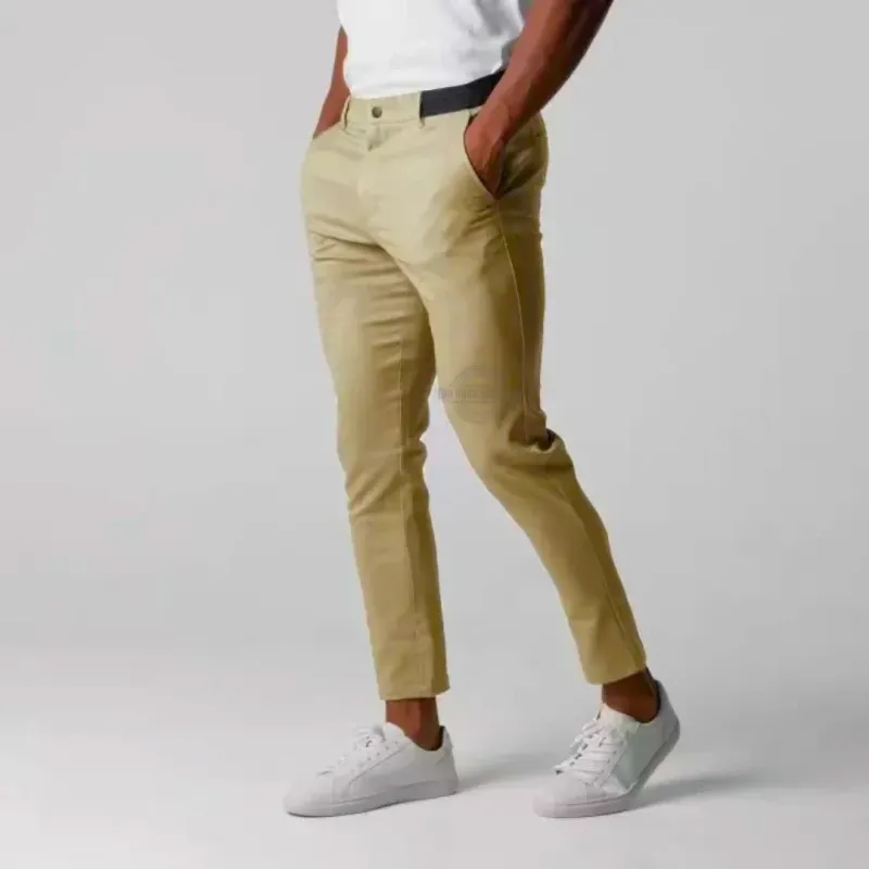 Men's khaki slim-fit stretch chino pants