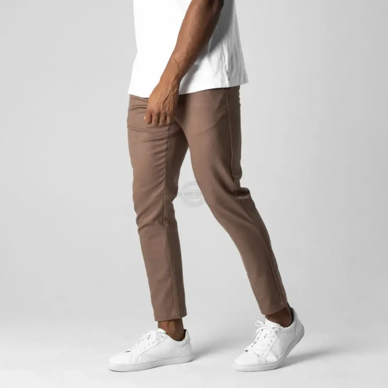 Men's camel slim-fit stretch chino pants
