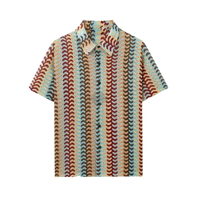 Cubano Crochet Knit Short-Sleeve Shirt