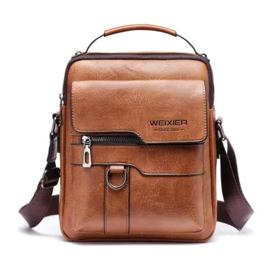 Caramel color shoulder bag with sleek design