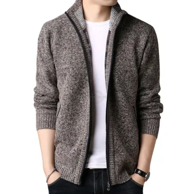 Brown Zip-Up Cardigan