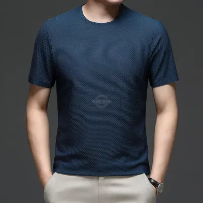 Blue Premium Textured Lightweight T-Shirt Men's blue textured lightweight t-shirt