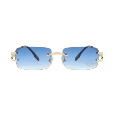 Gold Blue Unisex Rimless Shades