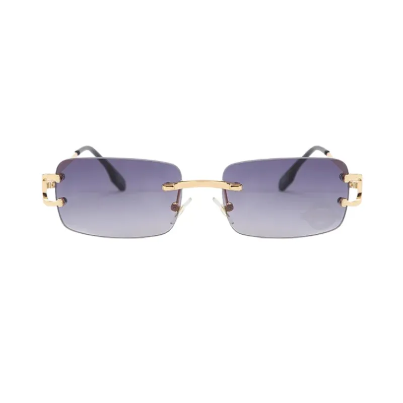Gold Gray Unisex Rimless Shades
