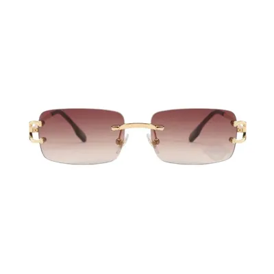 Gold Brown Unisex Rimless Shades